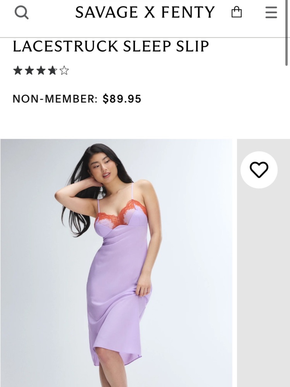 •Savage X Fenty• Lilac Slip Dress with Orange Lace - Picture 2 of 5